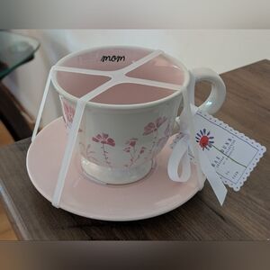 Rae Dunn Pink Blossom Teacup and Saucer Set NWT